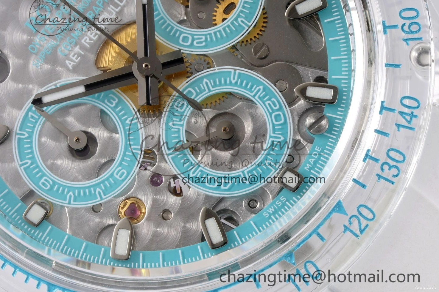 1221 Daytona Transparent IPK Best Edition Transparent Blue Dial on White Rubber Strap SA HighQuality 1969